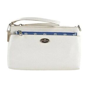 Coach Navy Blue and White Floral Wristlet